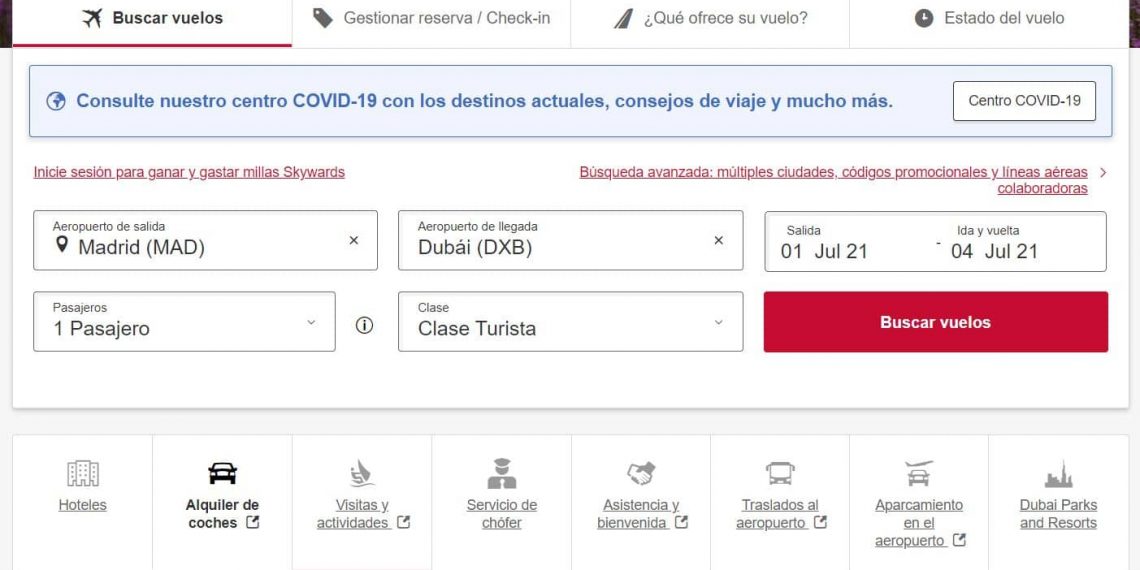 Cómo reservar vuelos con Fly Emirates - Paso 1