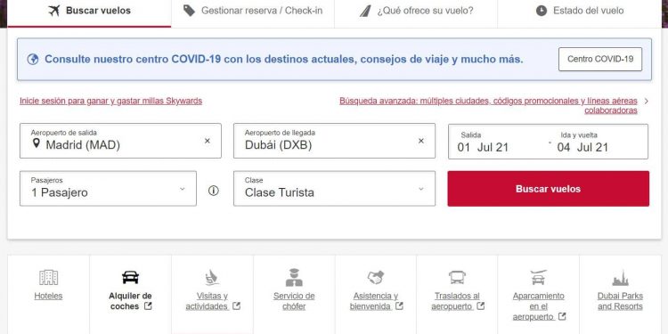 Cómo reservar vuelos con Fly Emirates - Paso 1