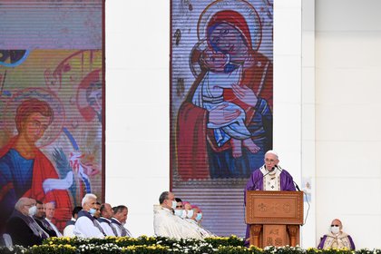El papa Francisco en la misa que ofició en Erbil, Irak, el pasado domingo.EFE/EPA/ALESSANDRO DI MEO
