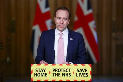 Britain's Health Secretary Matt Hancock holds a news conference at 10 Downing Street, amid the coronavirus disease (COVID-19) outbreak, in London, Britain March 17, 2021. REUTERS/Hannah McKay/Pool