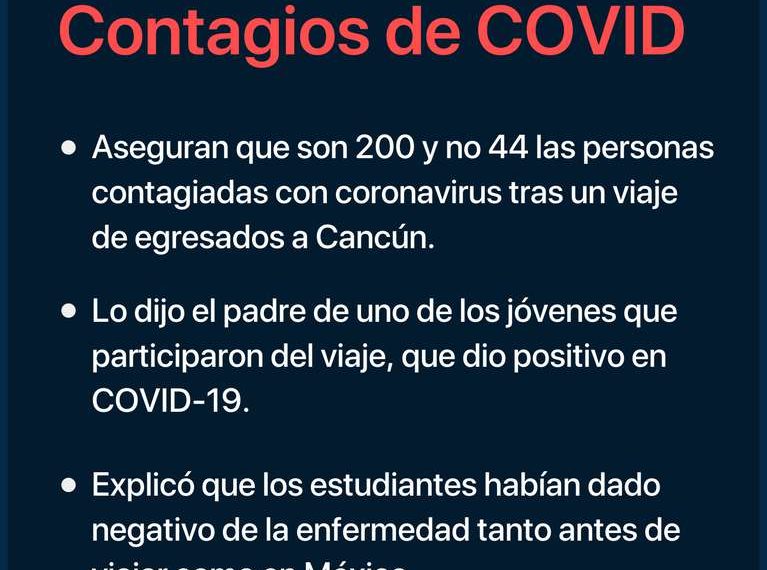 Viajes de egresados, en la mira: aseguran que son muchos más los estudiantes con COVID-19 que llegaron de Cancún