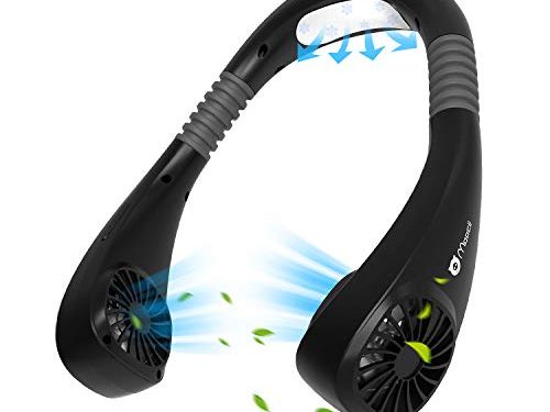 Moocii Ventilador Cuello Aire Acondicionado de Manos Libres 3 Velocidades 6 Modos Ventilador Personal Portátil Mini USB Recargable para el Cuello con Doble Viento Cabeza