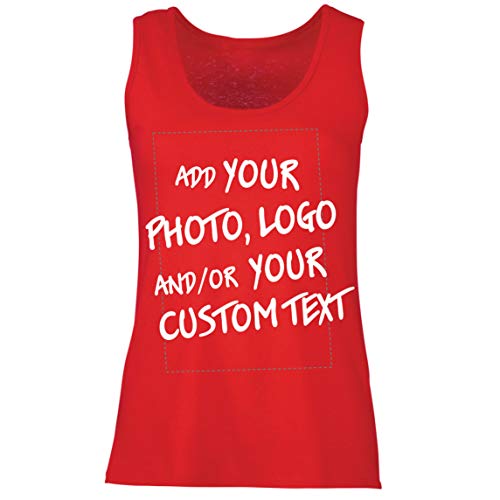 lepni.me Camisetas sin Mangas para Mujer Regalo Personalizado, Agregar Logotipo de la Compañía, Diseño Propio o Foto (Medium Rojo Multicolor)