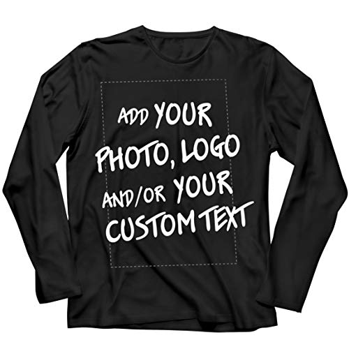 lepni.me Camiseta de Manga Larga para Hombre Regalo Personalizado, Agregar Logotipo de la Compañía, Diseño Propio o Foto (XXX-Large Negro Multicolor)