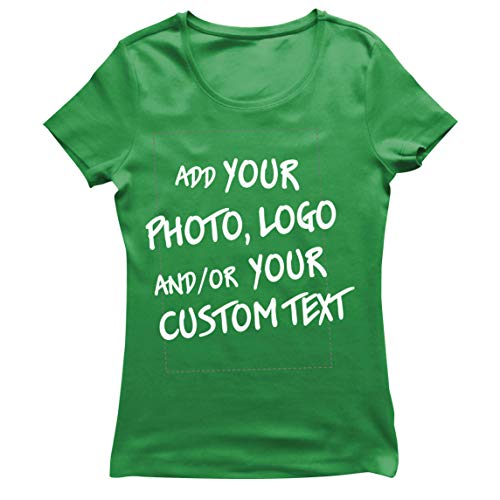 lepni.me Camiseta Mujer Regalo Personalizado, Agregar Logotipo de la Compañía, Diseño Propio o Foto (Medium Verde Multicolor)