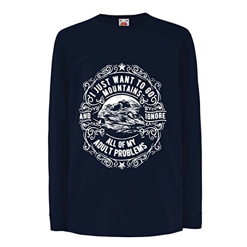 lepni.me Camiseta para Niño/Niña Solo Quiero IR a Las montañas: Regalo increíble, Invierno, Vacaciones de Verano, Lemas de Viajes (5-6 Years Azul Multicolor)