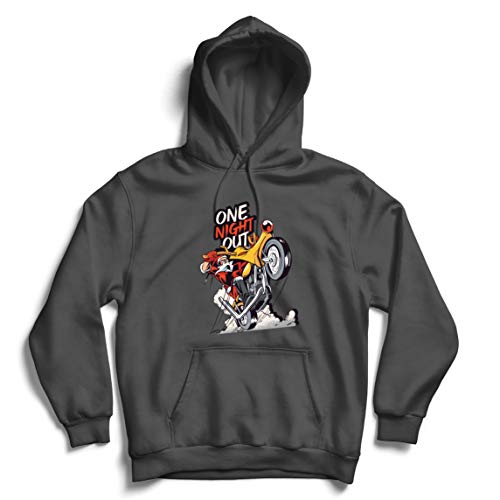 lepni.me Sudadera con Capucha Santa Claus en Moto en Navidad por una Noche de Fiesta (Large Grafito Multicolor)