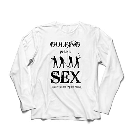 lepni.me Camiseta de Manga Larga para Hombre Atuendo de Golf, dichos Divertidos de golfistas, Ideas de Regalos para los Amantes del Golf (XS Blanco Multicolor)