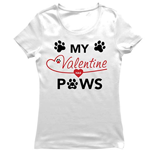lepni.me Camiseta Mujer Mi San Valentín Tiene Patas Lindo Gato Mamá Perro Papá Amante de Las Mascotas Regalo (XL Blanco Multicolor)