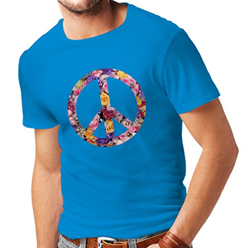 lepni.me Camiseta de hombre símbolo de la paz, 1960 1970 Hippy Hippie Festival signo de flor verano