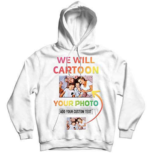 lepni.me Sudadera con Capucha Diseñe su Propio Dibujo Artístico Personalizado Su Foto (M Blanco Multicolor)