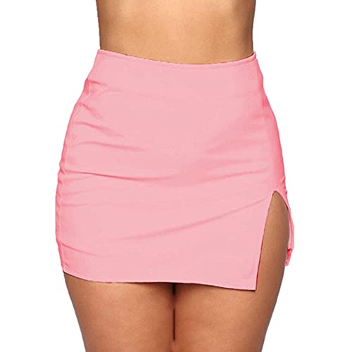 NP Las mujeres mini camisa de verano Sexy Slim Plus tamaño sólido color femenino Splited alta