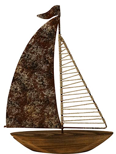 khevga Decoración marítima de madera y metal, 24 x 5 x 32 cm