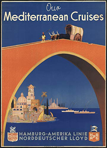 Cartel de metal para pared, diseño de cruceros mediterráneos, 20,3 x 30,5 cm