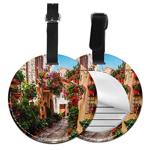 Etiquetas para Equipaje Bolso ID Tag Viaje Bolso De La Maleta Identifier Las Etiquetas Maletas Viaje Luggage ID Tag para Maletas Equipaje Flor del Porche mediterráneo