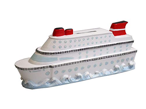 CasaJame Hogar Decoración Interiores Accesorios Ornamento Adorno Hucha en Cerámica en Forma de Crucero con Tapa de Cierre en la Parte Inferior 19,5x5x7,5cm