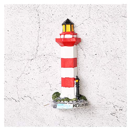 JSJJAYH Imán de nevera imán para nevera, resina magnética Mediterráneo, faro de viento marinero, capitán, crucero, recuerdos, decoración del refrigerador, necesidades diarias (color rojo faro B)