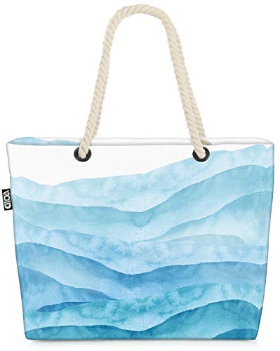 VOID Ondas gráficas Bolsa de Playa 58x38x16cm 23L Shopper Bolsa de Viaje Compras Beach Bag Bolso