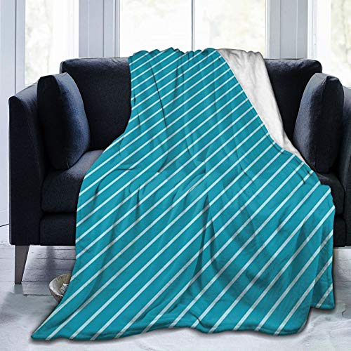 Manta mullida, patrón de rayas diagonal, colores de crucero mediterráneo, viaje por el océano, aventura de viaje, ultra suave, manta para bebé, cama, cama, TV, manta de 152 x 127 cm