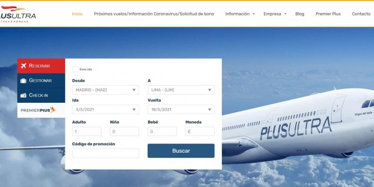 Cómo reservar un vuelo en Plus Ultra - Paso 1