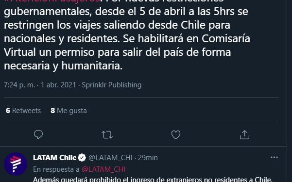 Latam cancelará vuelos internacionales y mantendrá operación reducida para viajes humanitarios