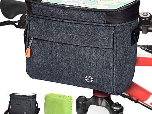 LEMEGO Bolsa para el Manillar de Bicicleta 4.2L Bolsa de Canasta de Bicicleta Impermeable con Pantalla táctil Bolsa de Malla Bolsa de Manillar de Bicicleta Soporte de Teléfono con Bandolera