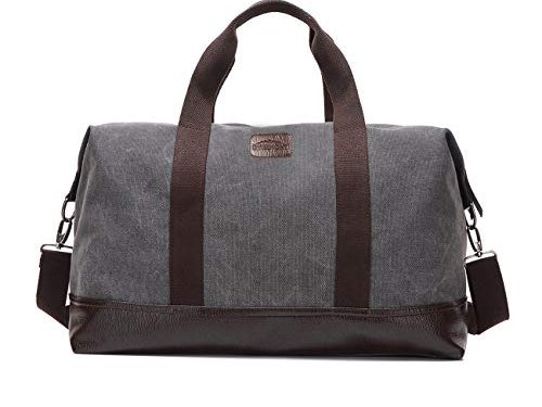 Overmont Bolsa de Viaje Vintage Bolsa de Hombro Maletín de Cuero de Lona Portátil Bolso para Trabajo con Varios Bolsillos para Excursión Actividades al Aire Libre Color Caqui/Negro/Gris/marrón