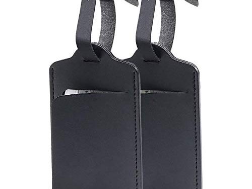 flintronic Etiquetas de Equipaje, 2 PCS Etiquetas de Equipaje, Etiquetas de Identificación de Maleta, Etiquetas de Maletas de Equipaje, para Evitar la Pérdida de Bolsas y Maletas - Negro