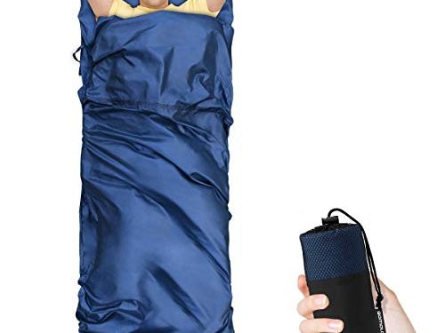 Qomolo Saco De Dormir Ultraligero,Sábanas para Sacos de Dormir,Forro para Saco De Dormir Portátil Liviana a Prueba de Suciedad para Viajes,Acampar, Senderismo y Hostales y Cabañas, 180g(Azul Marino)