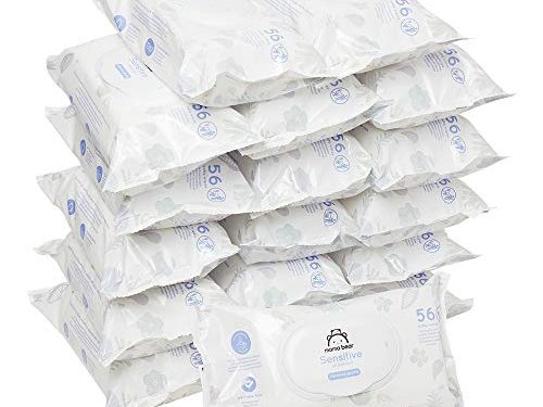 Marca Amazon - Mama Bear Sensitive Toallitas húmedas para bebé - 18 Paquetes (1008 Toallitas)