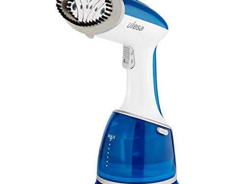 Ufesa GS1700 - Plancha Vertical de Vapor 1700W, Depósito 220 ml, Elimina Arrugas, Olores y Desinfecta, con Cepillo para Tejidos Gruesos, Listo en 40 s, Autoapagado de Seguridad, Azul