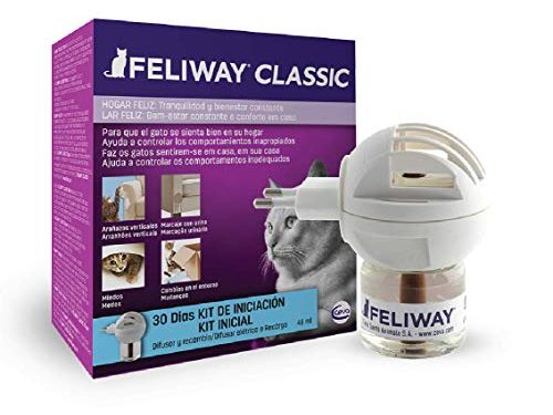 FELIWAY Classic - Antiestrés para gatos - Marcaje con orina, Miedos, Cambios en el entorno, Arañazos Verticales - Difusor + Recambio 48ml