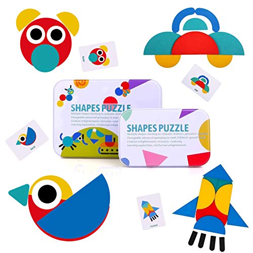 3D Animales Patrón Puzles Apilado Rompecabezas de Madera 4 Piezas Set Paquete Montessori Regalos de Cumpleaños para niños 3 4 5 6 años Puzzles de Madera Juguetes educativos para bebé