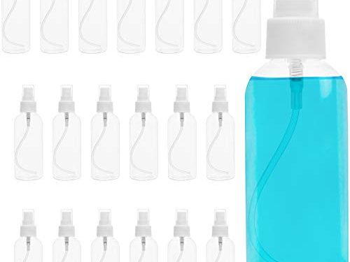 BELLE VOUS Atomizador Perfume Pequeño 80 ml Frasco Vacío (Pack de 20) Frascos para Perfume con Tapa – Bote Plástico Rellenable Anti Derrame para Aceites Esenciales, Perfume, Líquido – Tamaño de Viaje