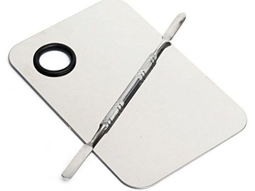 ROSENICE Paletas de Mezclas Maquillaje - Paleta de Mezcla de Maquillaje - Acero Inoxidable con la Herramienta de Espátula, para Base de mezcla, Sombra de ojos, Lápiz labial