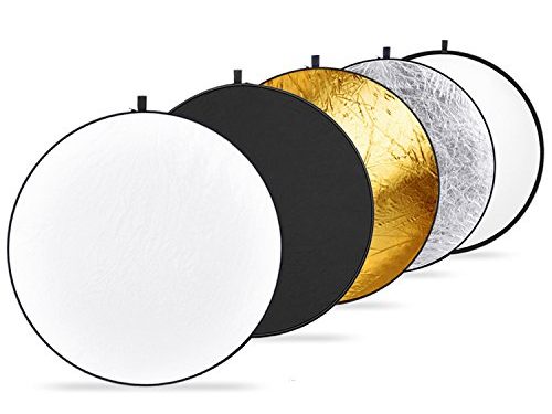 Neewer 110cm Reflector de Luz Multi-disco Plegable 5 en 1 con Bolsa Translúcido, Plateado, Dorado, Blanco y Negro para Fotografía de Estudio Iluminación e Iluminación Exterior