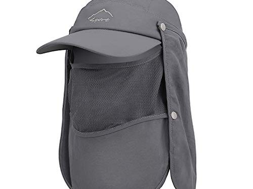 TAGVO Sombrero de Sol con Cubierta de Cuello Desmontable, Protección UPF 50+ Sombreros y Gorras de Pescador Transpirables, Plegable Secado Rápido Sombreros de Acampada y Marcha para Hombres Mujeres
