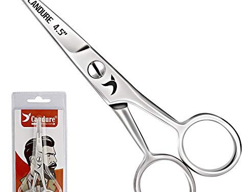 Candure Profesional Tijeras de Peluquería Profesional para Barbero - Tijeras para Recortar la Barba y El Bigote, Tijeras para Nariz y Oído, Peluquería Niños Tijeras con Estuche Blíster