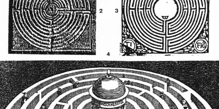 Antiguos diseños de laberintos. Su formato y significado fue variando a través de la historia