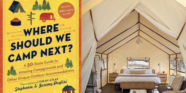 Portada del libro Where Should We Camp Next, dentro de una tienda de lona