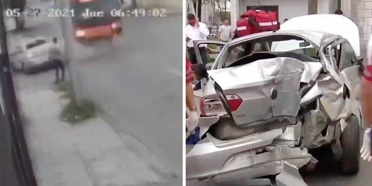 Queda en evidencia crucero peligroso tras fuerte choque entre camión y auto