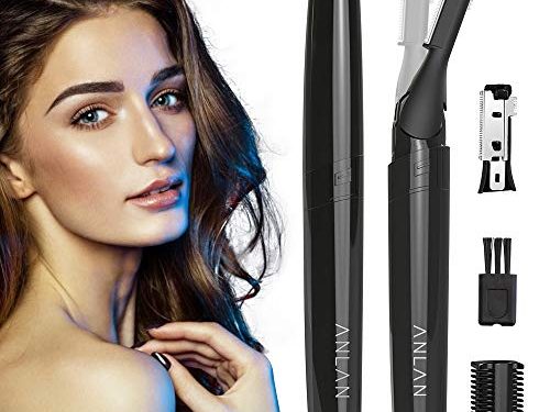 ANLAN Cortadora de Cejas Eléctrica, Depiladora de Cejas con Cabezal de Corte Giratorio de 30°, Vello Facial y Corporal de Afeitado Seguro y Eficiente para Hombres y Mujeres