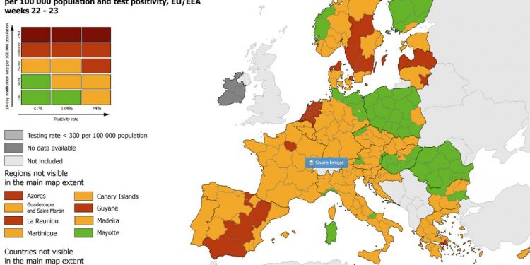 nuevas áreas en naranja o verde, que cambiarán a sus viajes el lunes