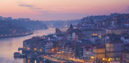 Oporto y el río Duero al atardecer
