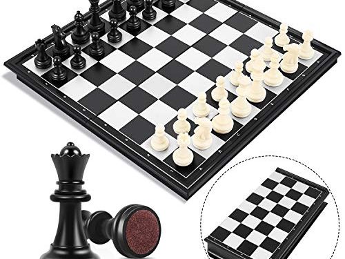 Peradix Tablero Ajedrez Magnético,Juego de ajedrez de Rompecabezas 25 X 25CM Plegable y fácil de Llevar,Juego ajedrez para niños y Adultos, Juegos al Aire Libre o Regalos