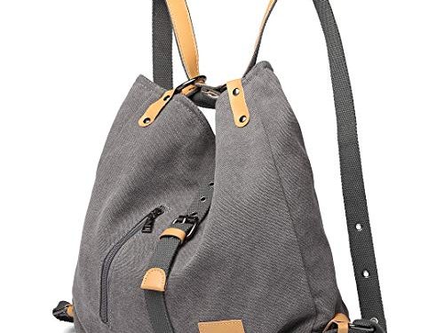 Kono Mochila de bandolera, bolsos de lona versátiles y multifuncionales para las mujeres niñas, elegantes bolsos cruzados, mochila duradera para viajes de gran capacidad para portátiles (Gris)