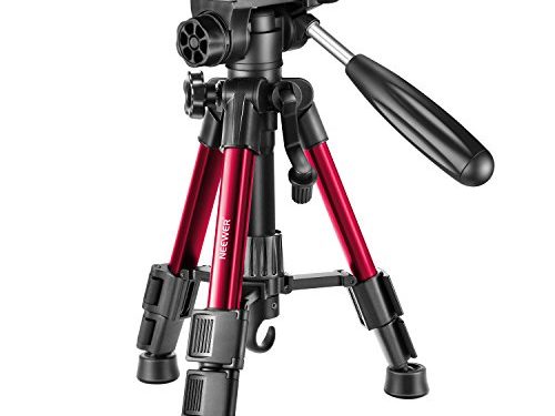 Neewer Mini Viaje Mesa Trípode para Cámara de 62 Centímetros, Liviano y Portátil con Cabezal Giratorio de 3 Vías para Cámara DSLR, Smartphones, Video DV hasta 3 Kilogramos (T210 Rojo)