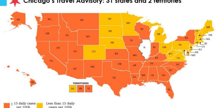 Chicago añade 12 estados más al aviso de viajes ante alza de casos de COVID-19 – Telemundo Chicago