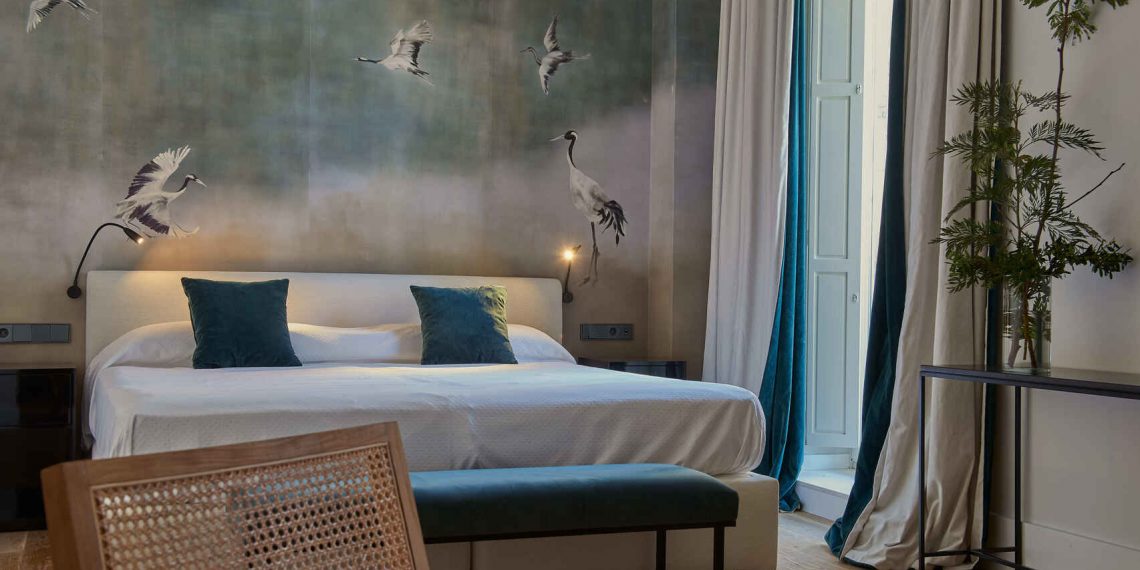 Una de las habitaciones de Hotel Bodega Tío Pepe.