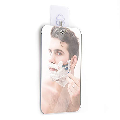 giratorio de 360° portátil espejo de afeitado sin niebla con babero para barba Onemango Espejo de ducha con gancho para cepillo de dientes 